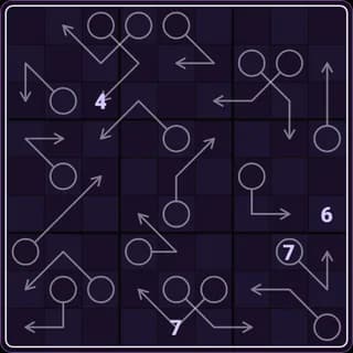 A Arrow Sudoku board in the 10+ Number Puzzles app