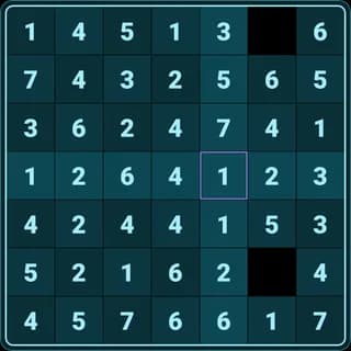 A Hitori board in the 10+ Number Puzzles app