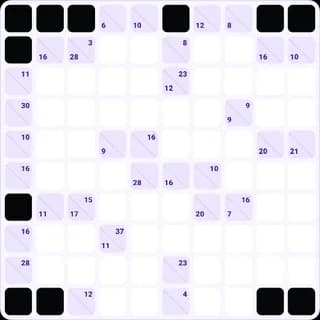 A Kakuro board in the 10+ Number Puzzles app