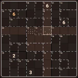 A Killer Sudoku board in the 10+ Number Puzzles app