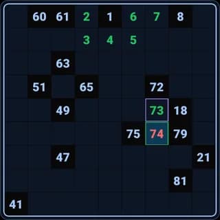 A Number-Path board in the 10+ Number Puzzles app
