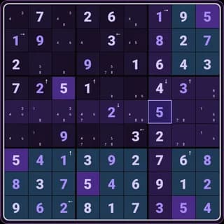 A Search 9 Sudoku board in the 10+ Number Puzzles app