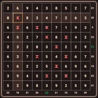 A Sumplete board in the 10+ Number Puzzles app