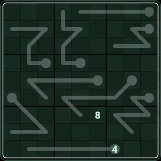 A Thermo Sudoku board in the 10+ Number Puzzles app