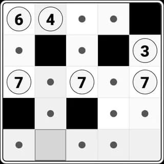 A Kurodoko board in the 10+ Number Puzzles app